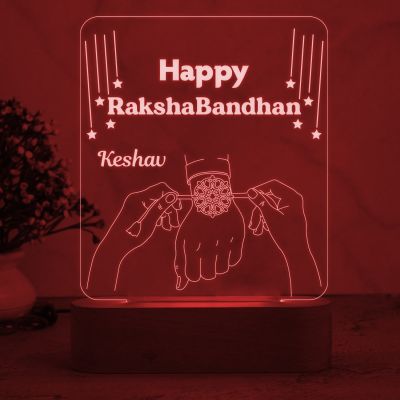 Gift Me Bazar Personalized Happy Raksha Bandhan Night Lamp with Multicolored Light